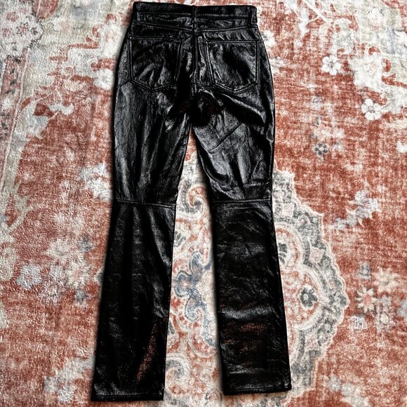 NWT Gap Vintage Slim High Rise Black Faux Leather Pants Womens 24/00 90s Y2K - Picture 2 of 8